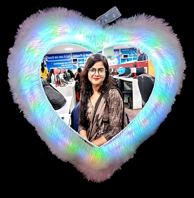 Printed Photo Personalized Fur Multi Heart Color Led/Light Photo Cushion/Pillow With Filler - 16X16 Inch (Multicolor Printed Photo Personalized Fur Multi Heart Color Led/Light Photo Cushion/Pillow With Filler - 16X16 Inch (Multicolor