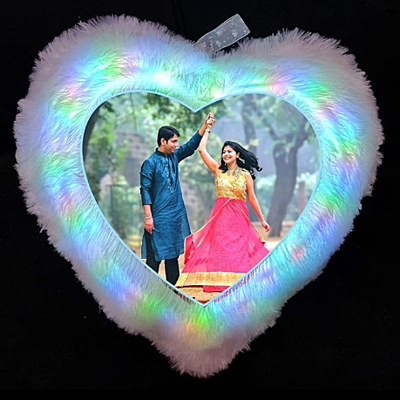 Printed Photo Personalized Fur Multi Heart Color Led/Light Photo Cushion/Pillow With Filler - 16X16 Inch (Multicolor Printed Photo Personalized Fur Multi Heart Color Led/Light Photo Cushion/Pillow With Filler - 16X16 Inch (Multicolor