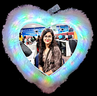 Printed Photo Personalized Fur Multi Heart Color Led/Light Photo Cushion/Pillow With Filler - 16X16 Inch (Multicolor