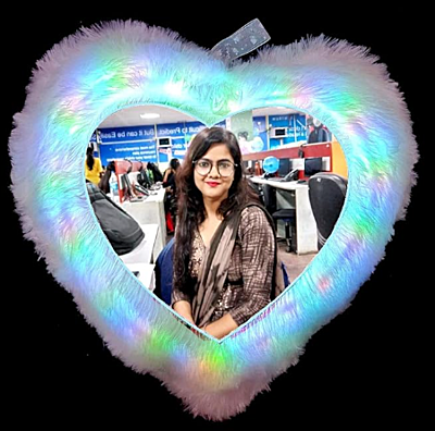 Printed Photo Personalized Fur Multi Heart Color Led/Light Photo Cushion/Pillow With Filler - 16X16 Inch (Multicolor Printed Photo Personalized Fur Multi Heart Color Led/Light Photo Cushion/Pillow With Filler - 16X16 Inch (Multicolor