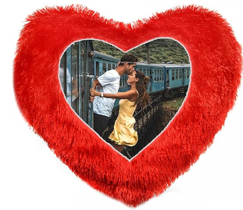 Printed Heart Shape Fur Cushion Customized Photo Cushion Pillow for Birth Day Gifts(16x 16 Inches Printed Heart Shape Fur Cushion Customized Photo Cushion Pillow for Birth Day Gifts(16x 16 Inches