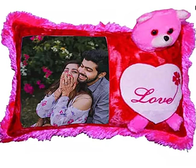 Printed Sublimation Photo Print Teddy Pillow | Customised Photo Print Pillow | Pillow Photo Print (Pink) Printed Sublimation Photo Print Teddy Pillow | Customised Photo Print Pillow | Pillow Photo Print (Pink)