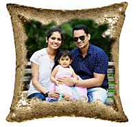 Printed Magical Golden Gifts Cushion with 1 Photo Size (Standard, 16 x 16 Inches)