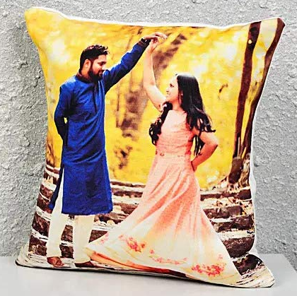 Printed White Satin Photo Cushion/Pillow with Filler (12X12 inches, Multicolor) Printed White Satin Photo Cushion/Pillow with Filler (12X12 inches, Multicolor)