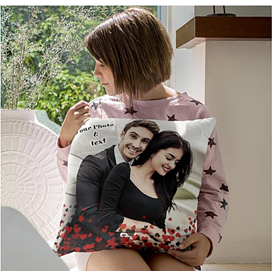 Printed Gifts On Personalized Photo Satin 100 TC Valentine's Day Pillow/Cushion- White, (12x12 White Pillow) Printed Gifts On Personalized Photo Satin 100 TC Valentine's Day Pillow/Cushion- White, (12x12 White Pillow)