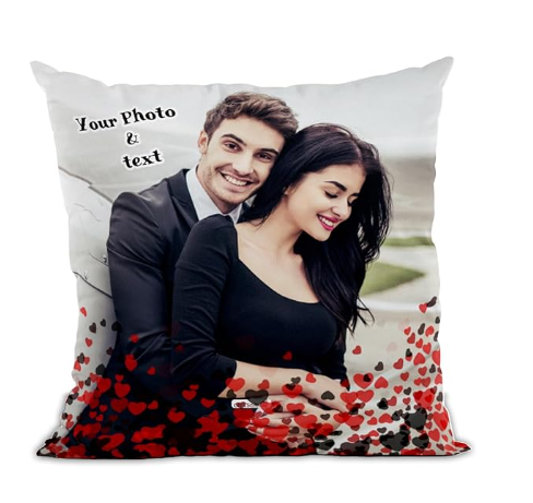 Printed Gifts On Personalized Photo Satin 100 TC Valentine's Day Pillow/Cushion- White, (12x12 White Pillow) Printed Gifts On Personalized Photo Satin 100 TC Valentine's Day Pillow/Cushion- White, (12x12 White Pillow)