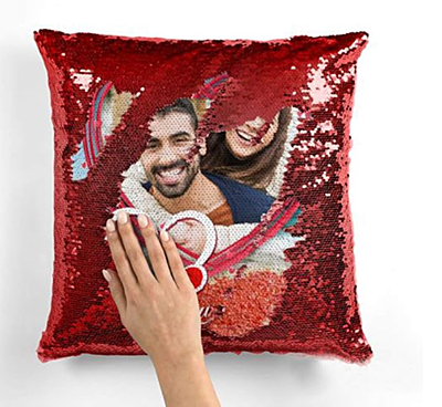 Printed Cushion Cover with Filler, Red, Set of 1, Polyester, 12x12 Inches Printed Cushion Cover with Filler, Red, Set of 1, Polyester, 12x12 Inches