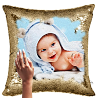 Printed  Personalised Magical Photo Cushion/Pillow For Gifting On Anniversary Birthday Size :- 12X12 Inch (Golden) - Polyester