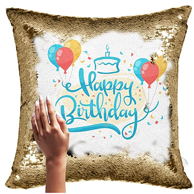Printed Personalised Magical Photo Cushion/Pillow For Gifting On Anniversary Birthday Size :- 12X12 Inch (Golden) - Polyester Printed Personalised Magical Photo Cushion/Pillow For Gifting On Anniversary Birthday Size :- 12X12 Inch (Golden) - Polyester