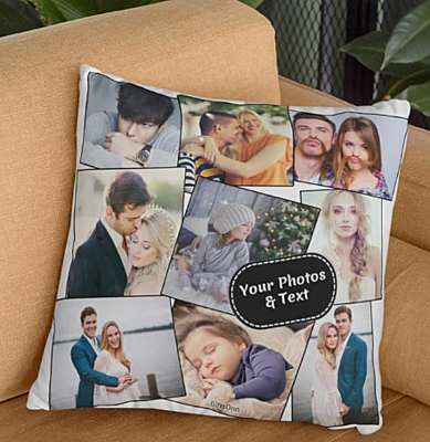 Printed 9 Photos Personalized Photo Gift Cushion With Cover Gift For Rakhi,Anniversary,Birthday 12 X 12 Inches,White,1 Printed 9 Photos Personalized Photo Gift Cushion With Cover Gift For Rakhi,Anniversary,Birthday 12 X 12 Inches,White,1