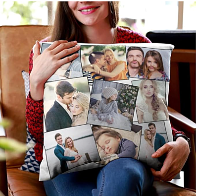 Printed 9 Photos Personalized Photo Gift Cushion With Cover Gift For Rakhi,Anniversary,Birthday 12 X 12 Inches,White,1 Printed 9 Photos Personalized Photo Gift Cushion With Cover Gift For Rakhi,Anniversary,Birthday 12 X 12 Inches,White,1