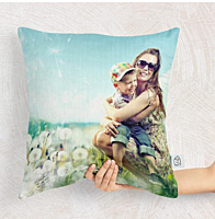 Printed Microfiber Satin Personalized/Photo Cushion with Filler or Card (12x12 inch, White) for Valentine's Day