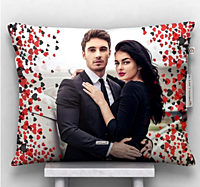 Printed Personalized Photo Satin Pillow/Cushion (12x15, Black)