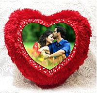 Printed printing your dreams.com Love Pillow Red Fur Heart Cushion Pillow (16 by 16 Inch) Red Fur Heart