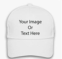 Printed White Caps with Your Name, Logo, Company Name,  Branding Caps with Adjustable Strap for Boy Girl