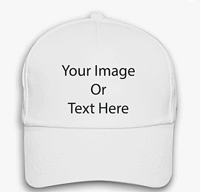 Printed White Caps with Your Name, Logo, Company Name, Branding Caps with Adjustable Strap for Boy Girl Printed White Caps with Your Name, Logo, Company Name, Branding Caps with Adjustable Strap for Boy Girl
