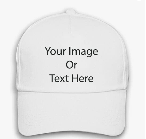 Printed White Caps with Your Name, Logo, Company Name, Branding Caps with Adjustable Strap for Boy Girl Printed White Caps with Your Name, Logo, Company Name, Branding Caps with Adjustable Strap for Boy Girl