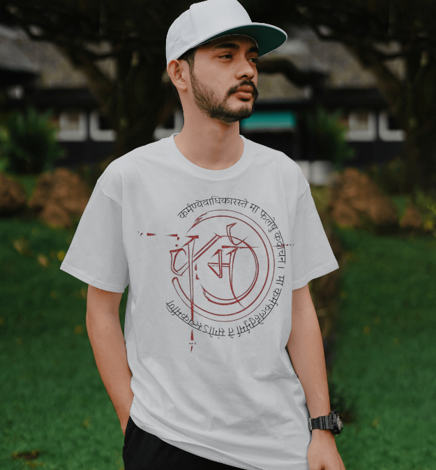 Printed Maa Karma T-shirt 180 GSM For White Color Printed Maa Karma T-shirt 180 GSM For White Color