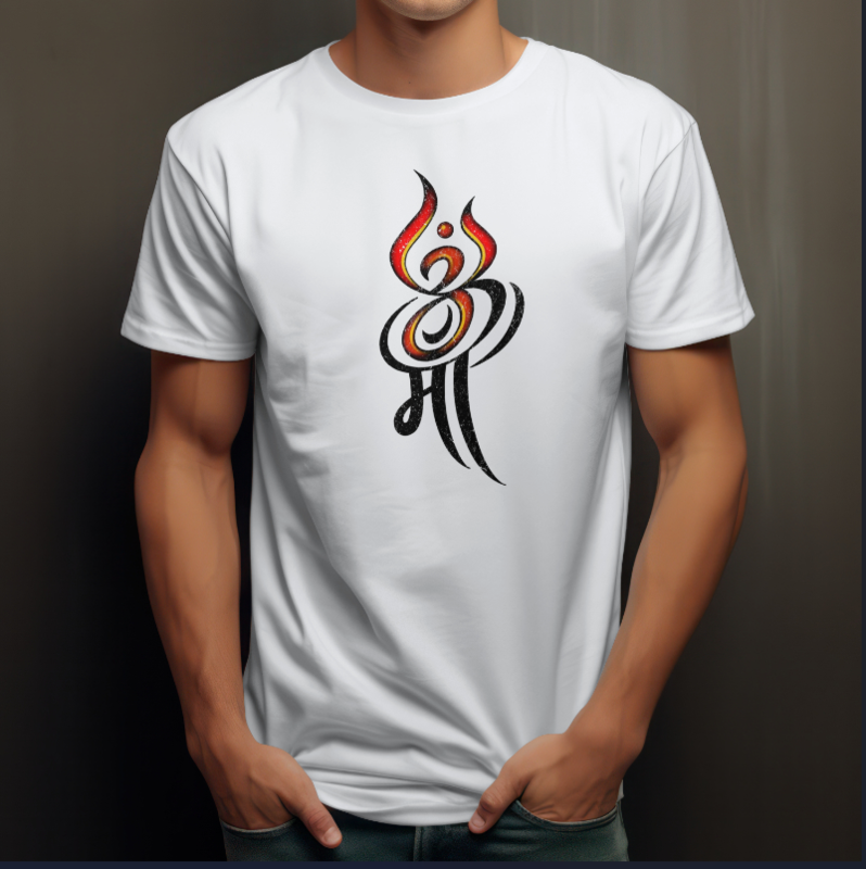 Om Maa Printed With Color T-Shirt - Regular Fit, Round Neck, Half Sleeves Om Maa Printed With Color T-Shirt - Regular Fit, Round Neck, Half Sleeves