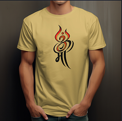 Om Maa Printed Yellow Color T-Shirt - Regular Fit, Round Neck, Half Sleeves Om Maa Printed Yellow Color T-Shirt - Regular Fit, Round Neck, Half Sleeves