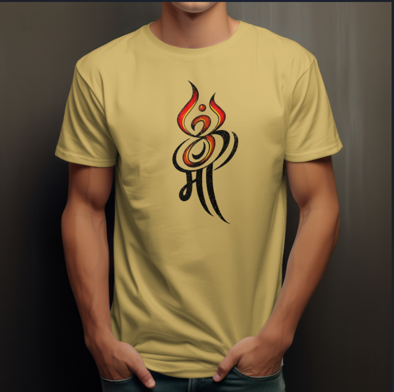 Om Maa Printed Yellow Color T-Shirt - Regular Fit, Round Neck, Half Sleeves Om Maa Printed Yellow Color T-Shirt - Regular Fit, Round Neck, Half Sleeves