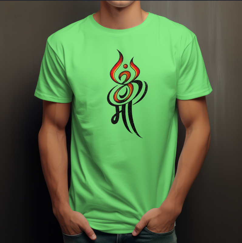 Om Maa Printed Green Color T-Shirt - Regular Fit, Round Neck, Half Sleeves Om Maa Printed Green Color T-Shirt - Regular Fit, Round Neck, Half Sleeves