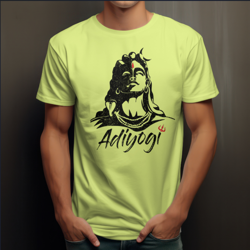 Mahakal Adiyogi Printed Green Color T-Shirt - Regular Fit, Round Neck, Half Sleeves Printed Design T-Shirt Mahakal Adiyogi Printed Green Color T-Shirt - Regular Fit, Round Neck, Half Sleeves Printed Design T-Shirt