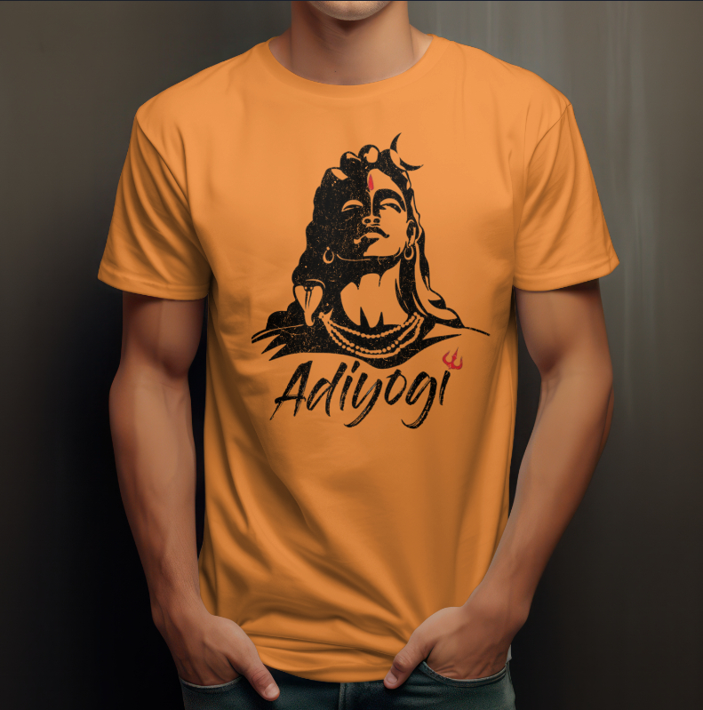 Mahakal Adiyogi Printed Orange Color T-Shirt - Regular Fit, Round Neck, Half Sleeves Printed Design T-Shirt Mahakal Adiyogi Printed Orange Color T-Shirt - Regular Fit, Round Neck, Half Sleeves Printed Design T-Shirt