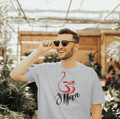 Om Maa Printed For Whitecolor Tshirt For Men Om Maa Printed For Whitecolor Tshirt For Men