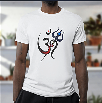 Om Trishul White Printed Kawad tshirt | Om Lord Shiva Tshirt | Om Trishul White Printed Kawad tshirt | Om Lord Shiva Tshirt |