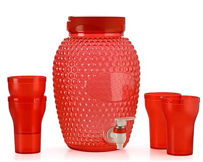 Olive ware Boom Water jug, Capacity- 4 Liter with 4 Glasses