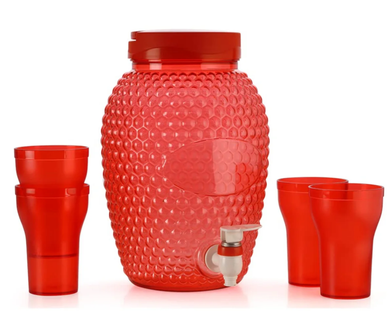 Olive ware Boom Water jug, Capacity- 4 Liter with 4 Glasses