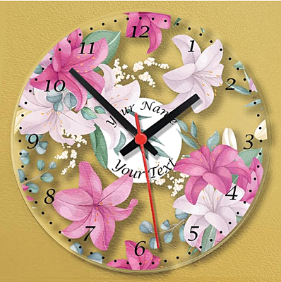 Sublimation Printed Wall Clock Customized UV Printed Designer Acrylic Wall Clock with Name/Text for Personal/Corporate Gift Sublimation Printed Wall Clock Customized UV Printed Designer Acrylic Wall Clock with Name/Text for Personal/Corporate Gift