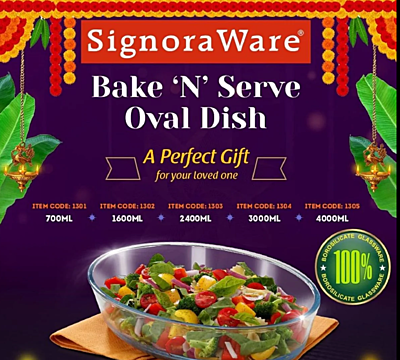 Signora ware Bake 'N'  Serve Oval Dish 700ML