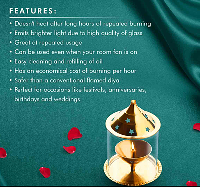 Signora ware Akhand Diya Brass With Glass Cover