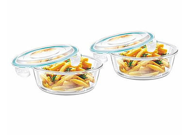 Signora ware Lock 'N' Store  Glass Container Square Set/2 ,400ML