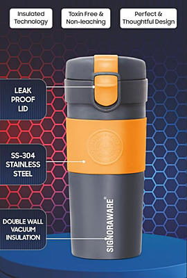 Signora ware Elite Vacuum Insulated Steel Mug, 410 ML Signora ware Elite Vacuum Insulated Steel Mug, 410 ML