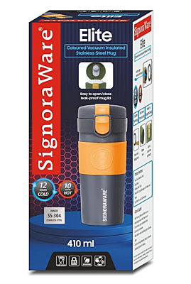Signora ware Elite Vacuum Insulated Steel Mug, 410 ML Signora ware Elite Vacuum Insulated Steel Mug, 410 ML