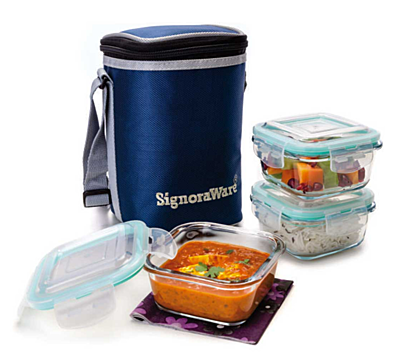 Signora ware Director Glass Lunch Box With Bag