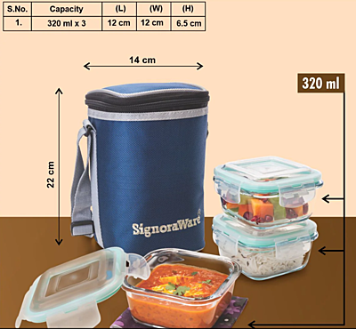 Signora ware Director Glass Lunch Box With Bag
