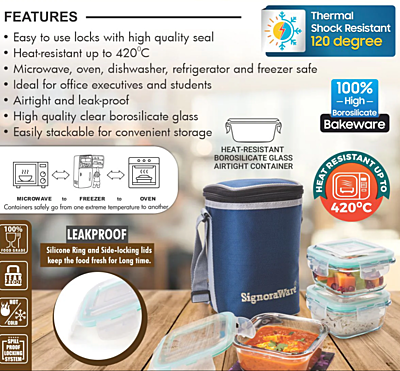 Signora ware Director Glass Lunch Box With Bag