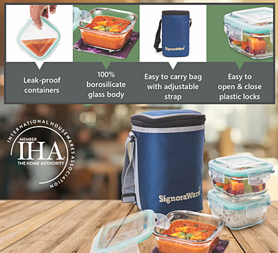 Signora ware Director Glass Lunch Box With Bag