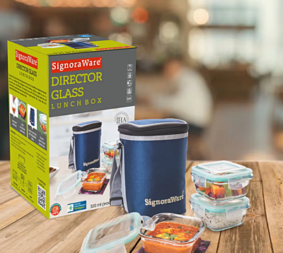 Signora ware Director Glass Lunch Box With Bag