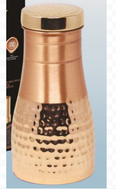 Signora ware pure Heal Damaru Copper Bottle, 1000ML Signora ware pure Heal Damaru Copper Bottle, 1000ML
