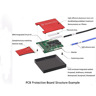 10S 20A NMC BMS Waterproof with Balance Function