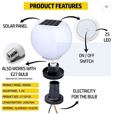 Globe bollard Solar Light