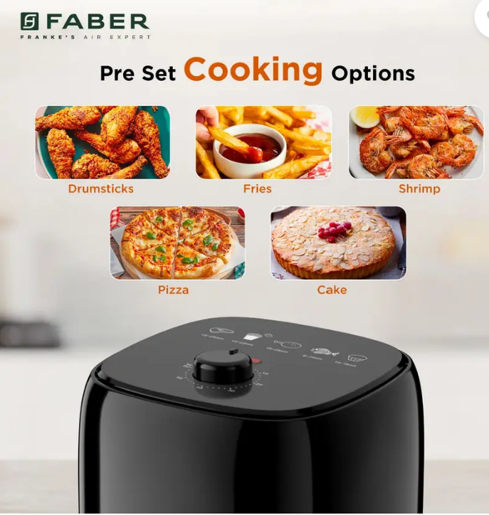 Faber 1300W, 2Liter Hot Air Fryer (FAF 2.0 BK) Black, Small