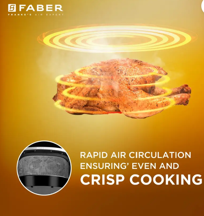 Faber 1300W, 2Liter Hot Air Fryer (FAF 2.0 BK) Black, Small