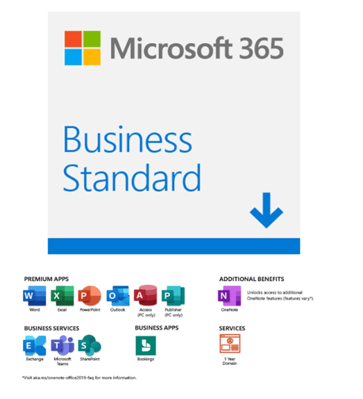Microsoft 365 Business Standard for 1 User, 12-Month/1 year Subscription (Windows/Mac/iOS/Android)