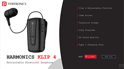Earphones Portronics Retractable
